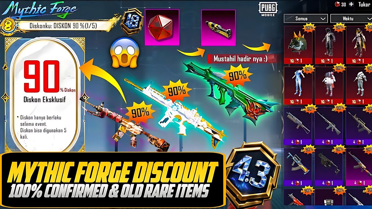 Next Mythic Forge Discount Confirmed 😍 | In 4.3 Update Free Mythic Emblems And Old Items | PUBGM