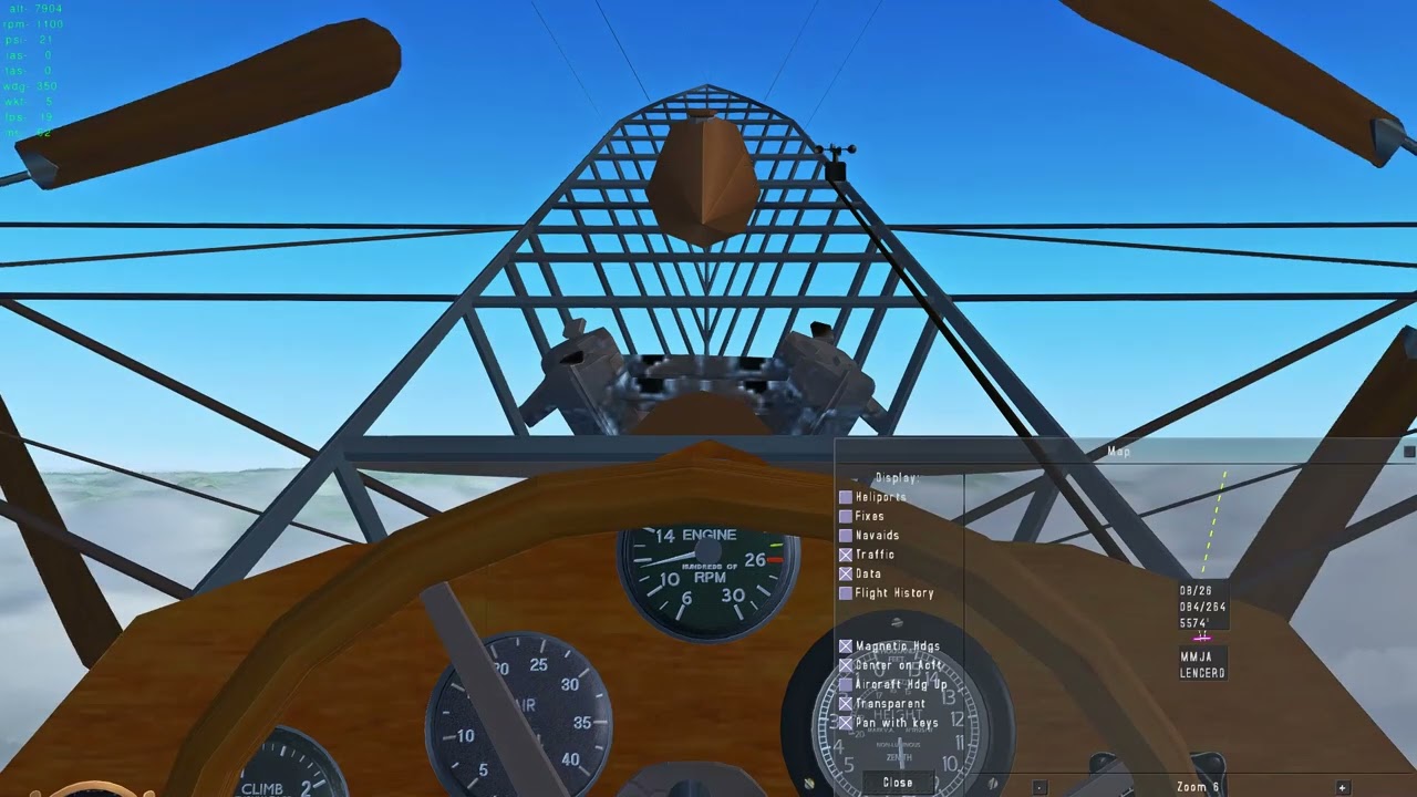 FlightGear - Circa 1900 Airship Full Power Climb Near El Lencero (MMJA) Airport