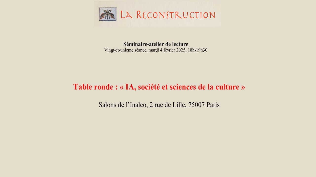 Table ronde : Intelligence artificielle, société et sciences de la culture