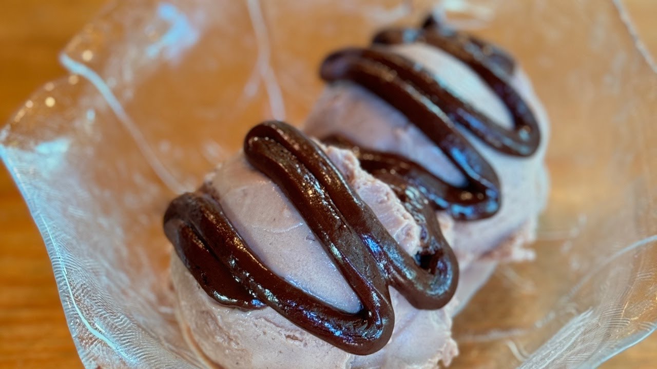 Hummus Nice Cream with Chocolate Sauce