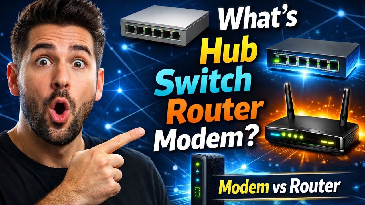 6. Hub, Switch, Router, Modem | Complete Beginner Guide | Networking Devices Explained