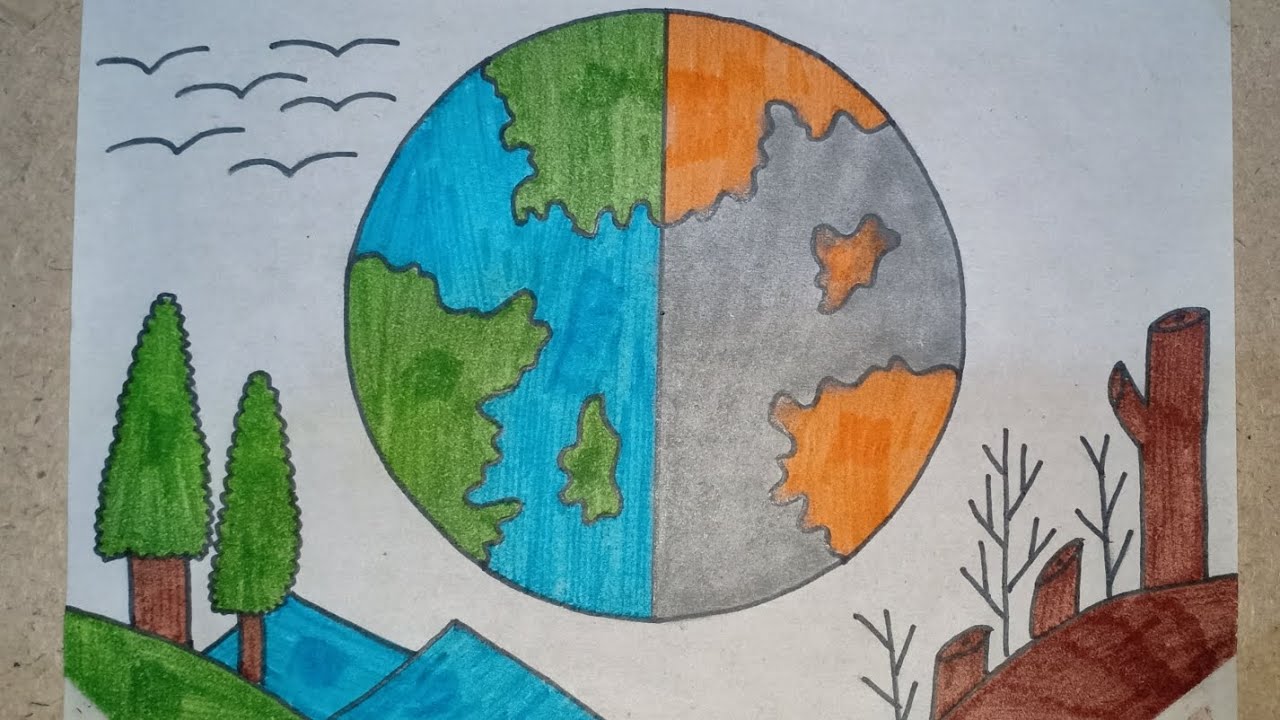 World Environment Day Drawing || Save Environment || Save Nature || Environment Day Poster