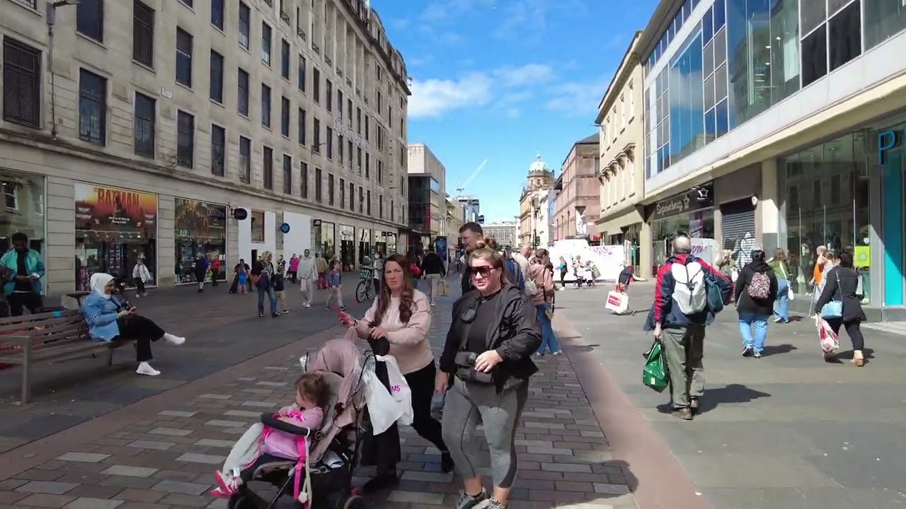 Argyle Street is a major thoroughfare in the city center. - Glasgow Scotland - ECTV