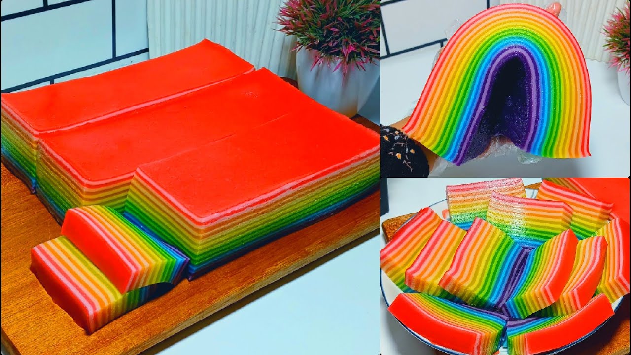 Resep Kue Lapis Rainbow, Kenyal Lembut Legit Enak Banget !!