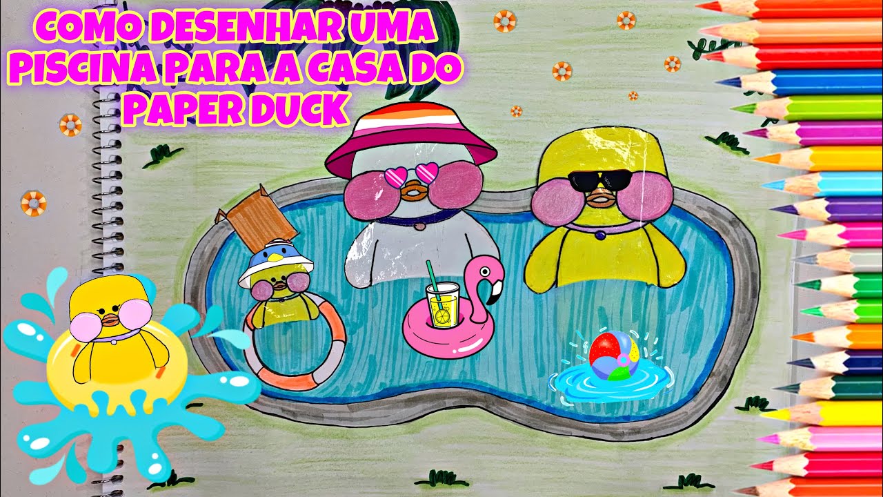 COMO DESENHAR UMA PISCINA PARA A CASA DO PAPER DUCK | Paper Duck House