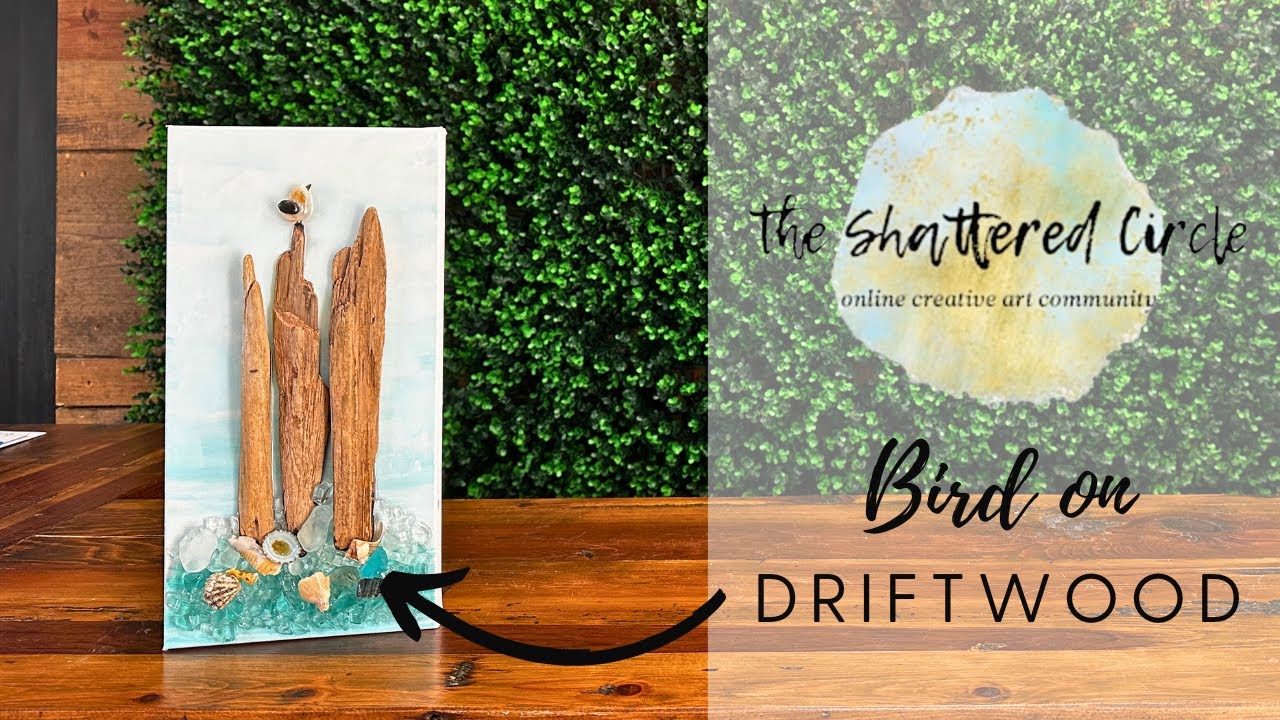 DIY Coastal Driftwood Bird | Beginner Glass & Resin Canvas Art Tutorial