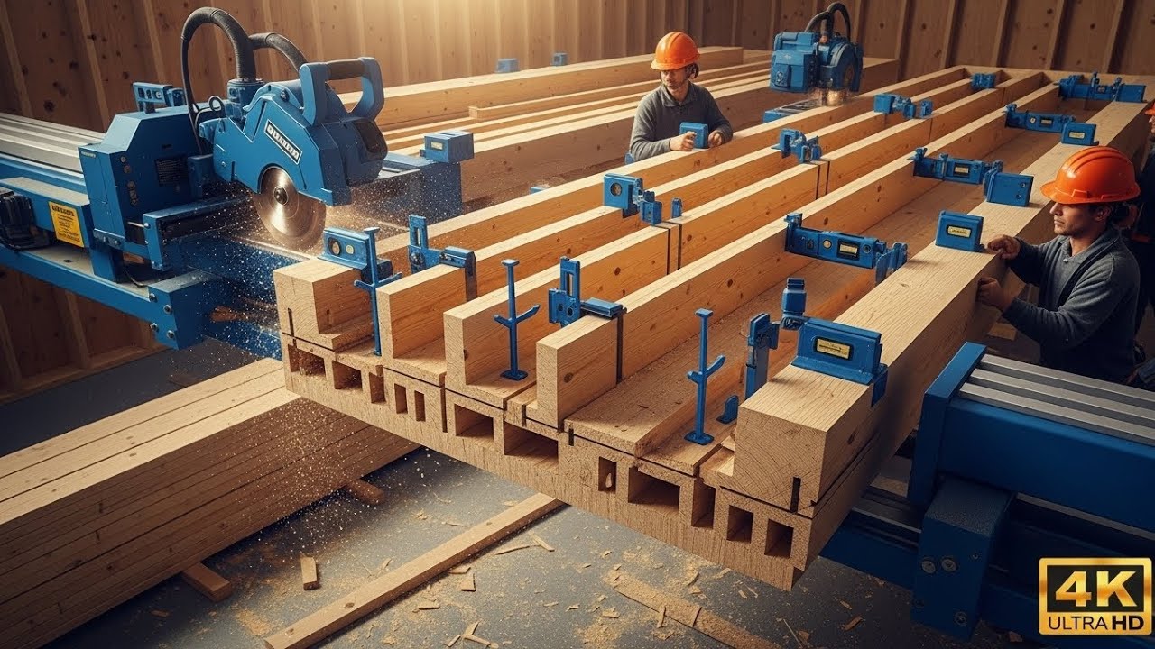 How to Cut & Install Wooden Floor Joists with Precision | Carpentry ASMR (4K)