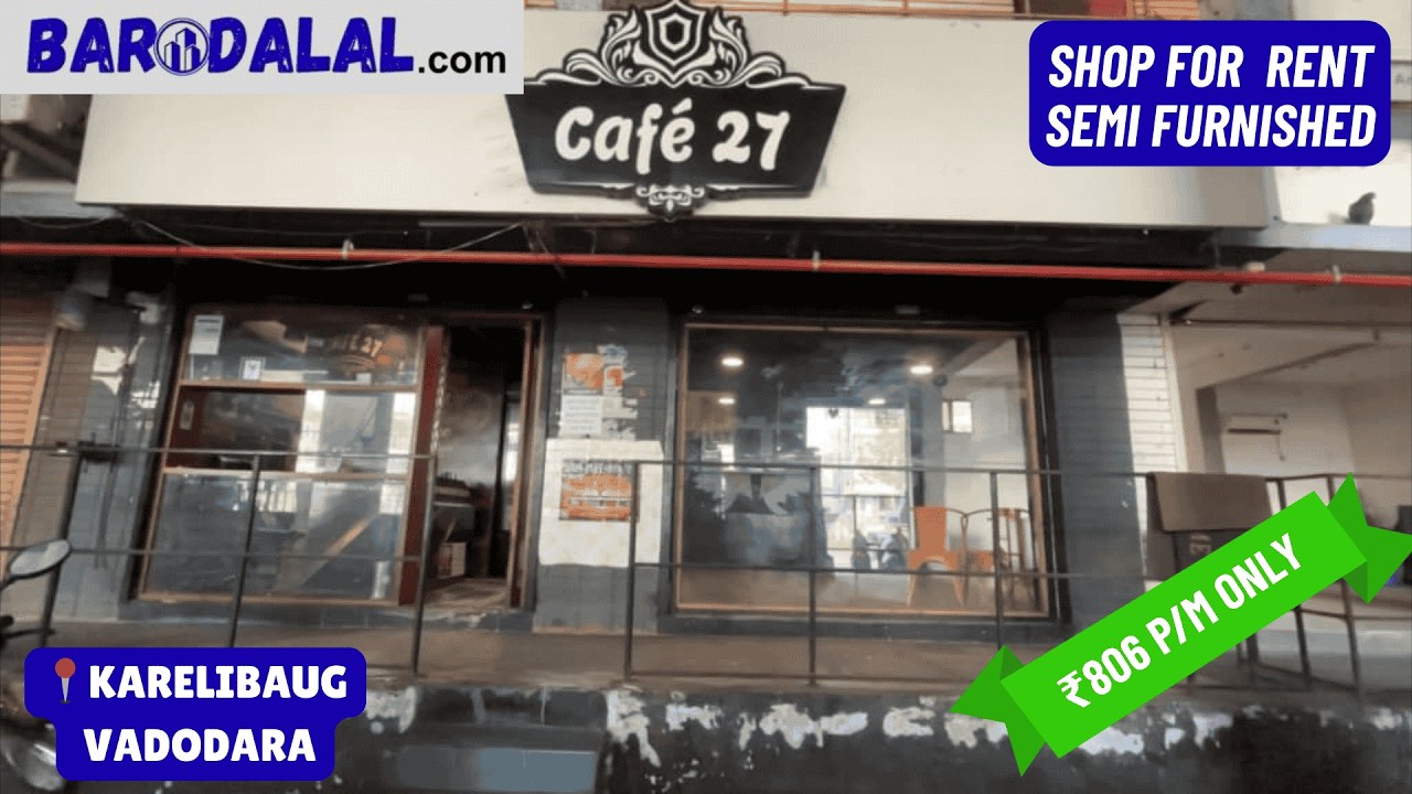 Semi furnished and ground floor shop for rent in vadodara, karelibaug, amrapali complex