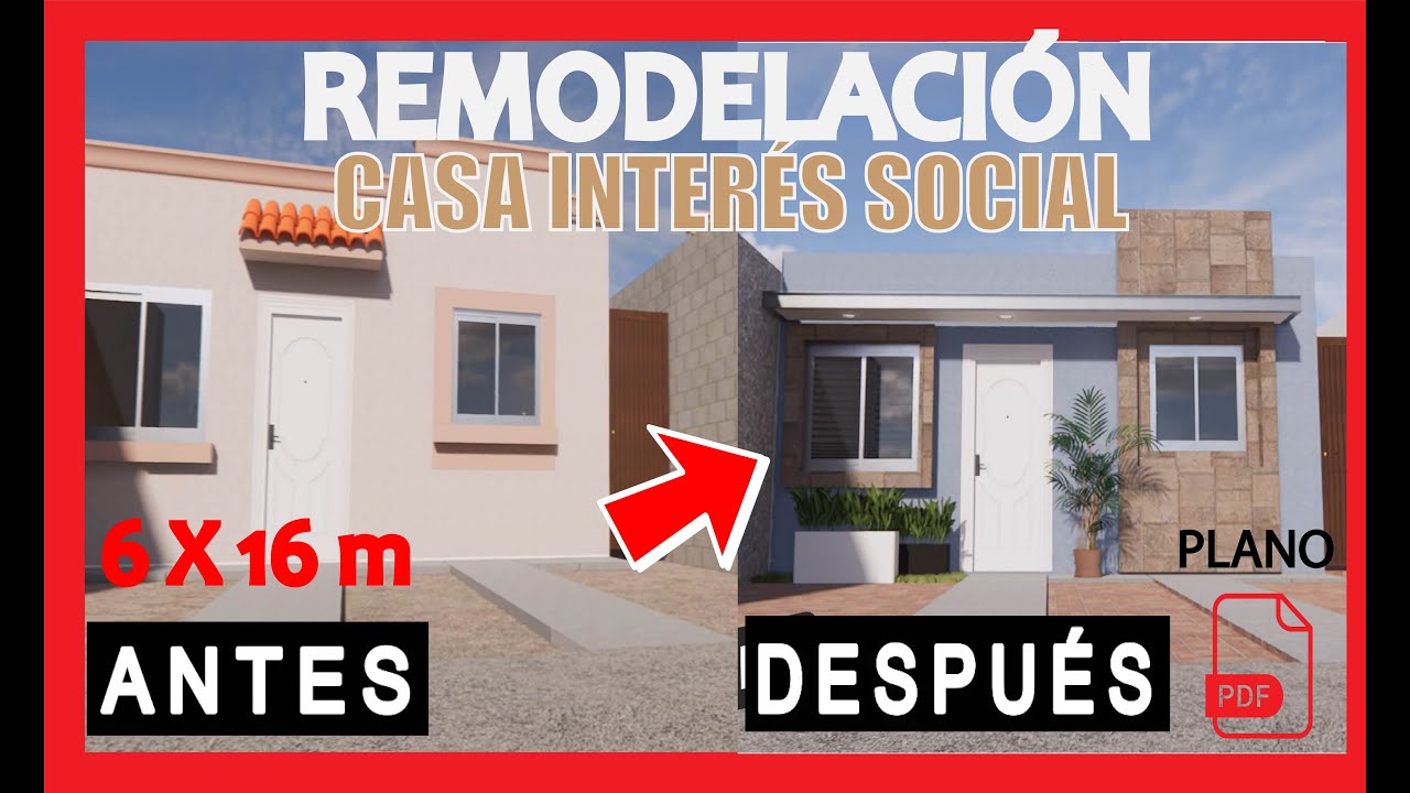 REMODELACION DE CASA DE INTERES SOCIAL 6 X 15 m | Infonavit |  Diseño de Interiores | Económica ✅✅✅
