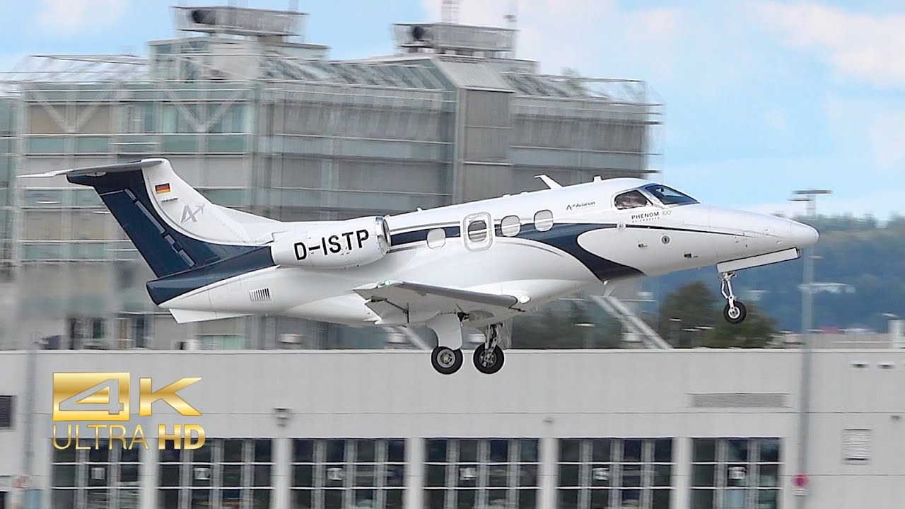 (4K) Embraer EMB 500 Phenom 100 from A-Aviation D-ISTP departure Munich Airport MUC EDDM