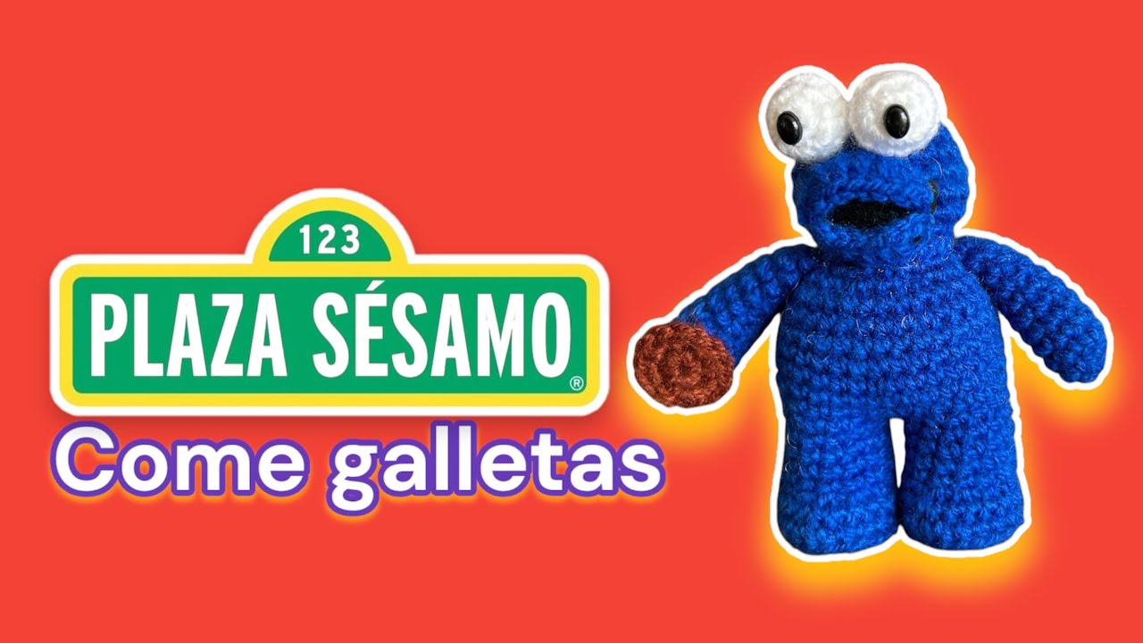 Como tejer llavero de Come galletas plazasesamo amigurumi paso a paso tutorial crochet (subtítulos)