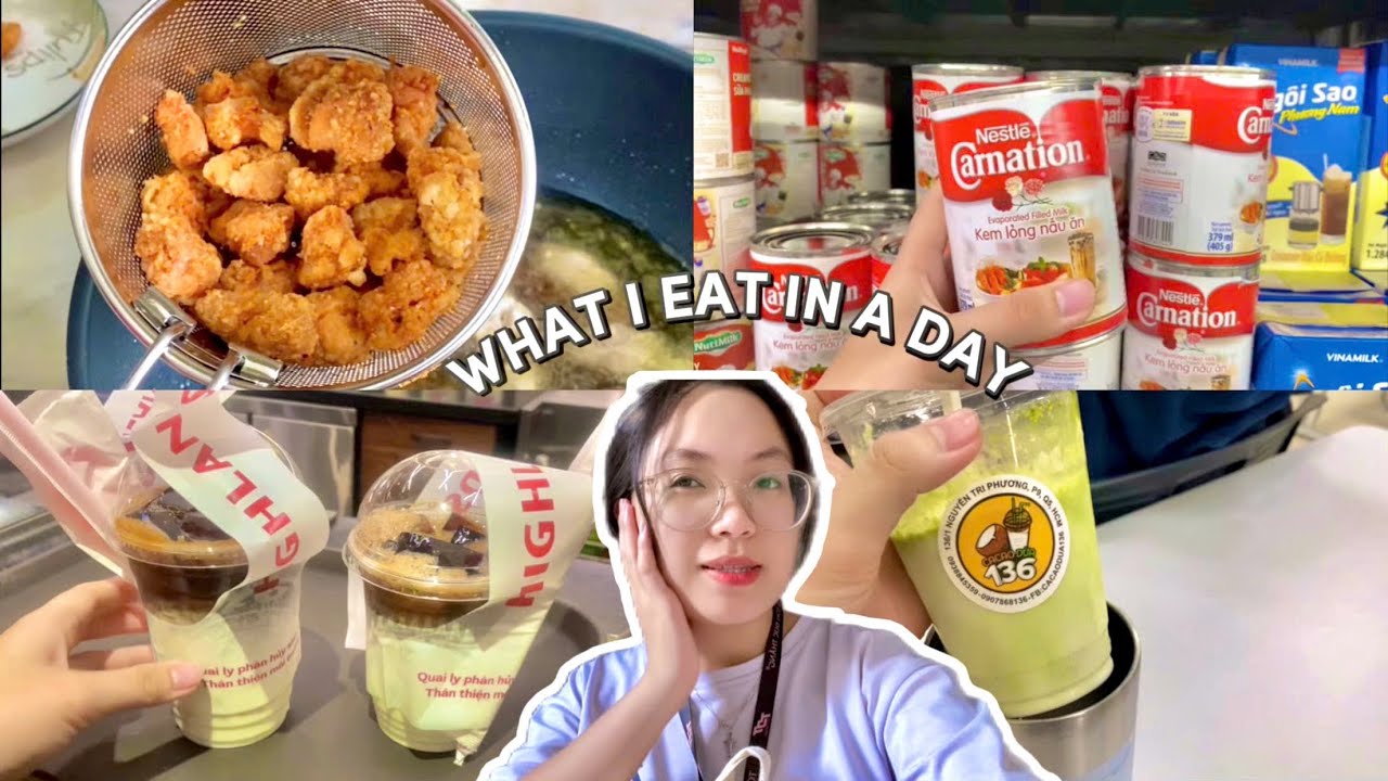 MÌNH ĂN GÌ TRONG 1 NGÀY // tự làm bánh flan, cách chiên gà giòn, đi siêu thị,… // Thien Ai