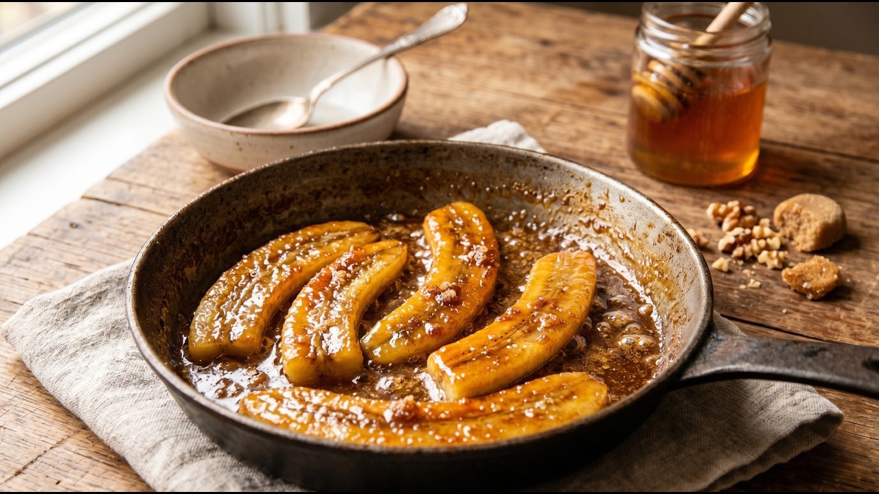 Don't waste bananas! Make this caramelized honey dessert #NoWasteCooking #BananaDessert #EasyDessert
