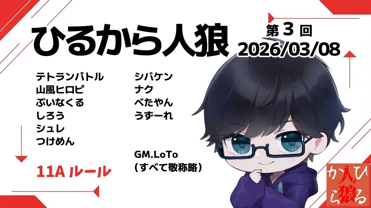 【Zoom人狼】初めての11Aで遊んじゃうってさ！(03/08)【VKnuclue/ぶいなくる】