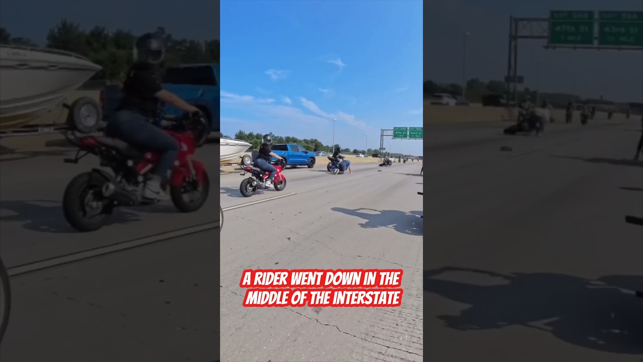BIKE WRECK ON THE INTERSTATE!? 