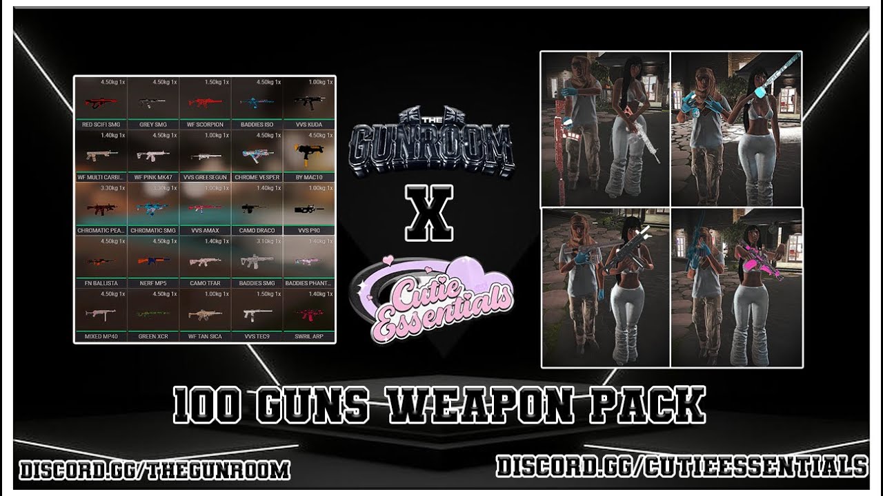 Gunroom x Cutie Essentials | Best Fivem Weapons Pack | 100 Gun Pack [Add-On]