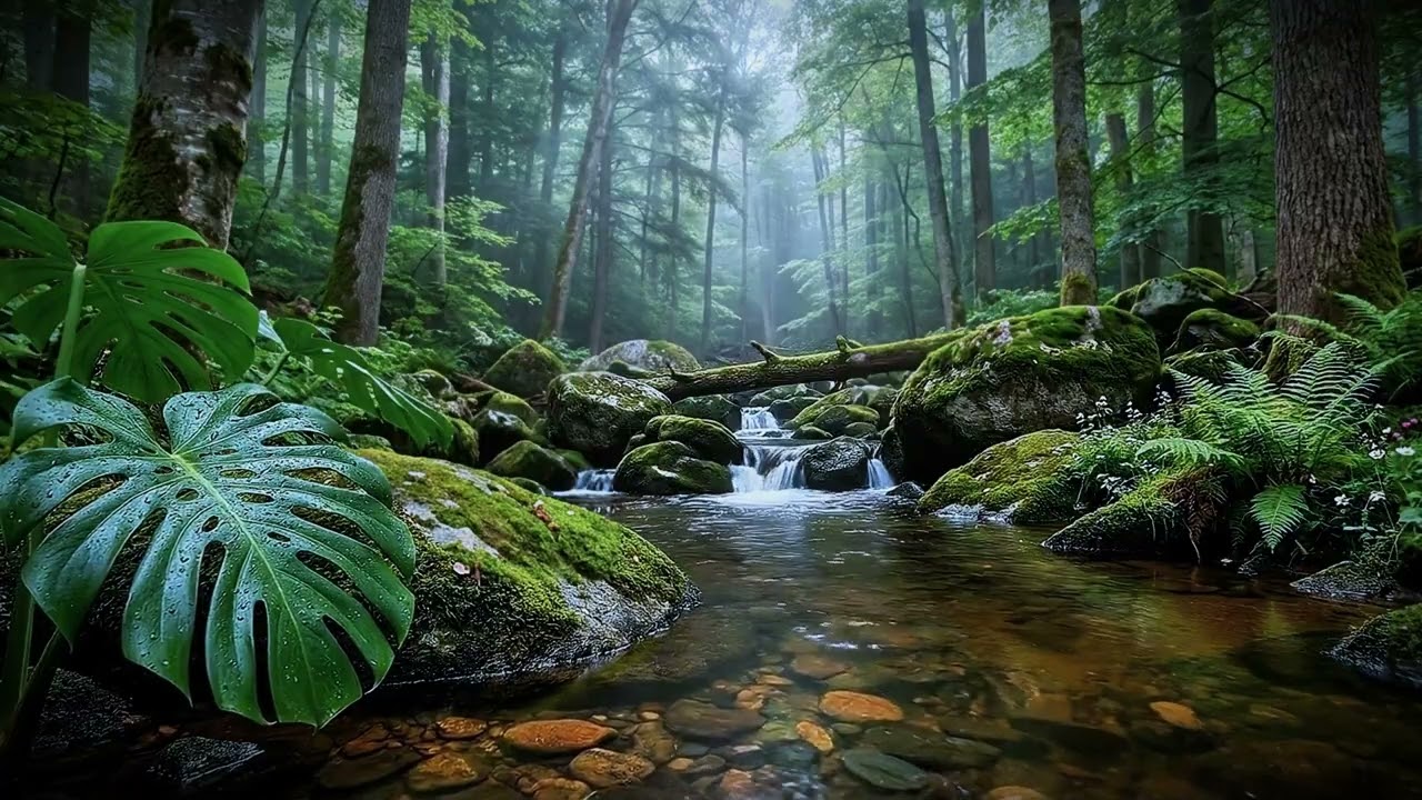3 HOURS Crystal River Sounds in a Mossy Forest | Sleep & Study