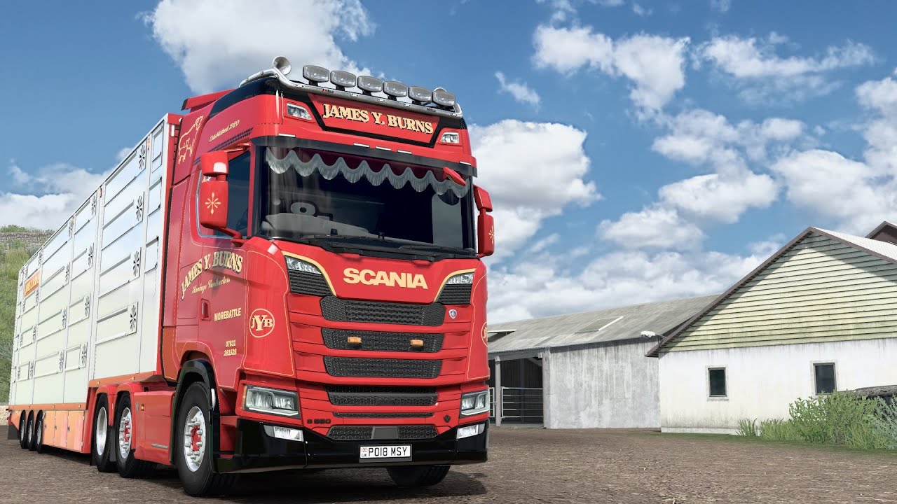 James Y Burns Scania S580 V8 | On the Cattle Work! | Promods 2.68