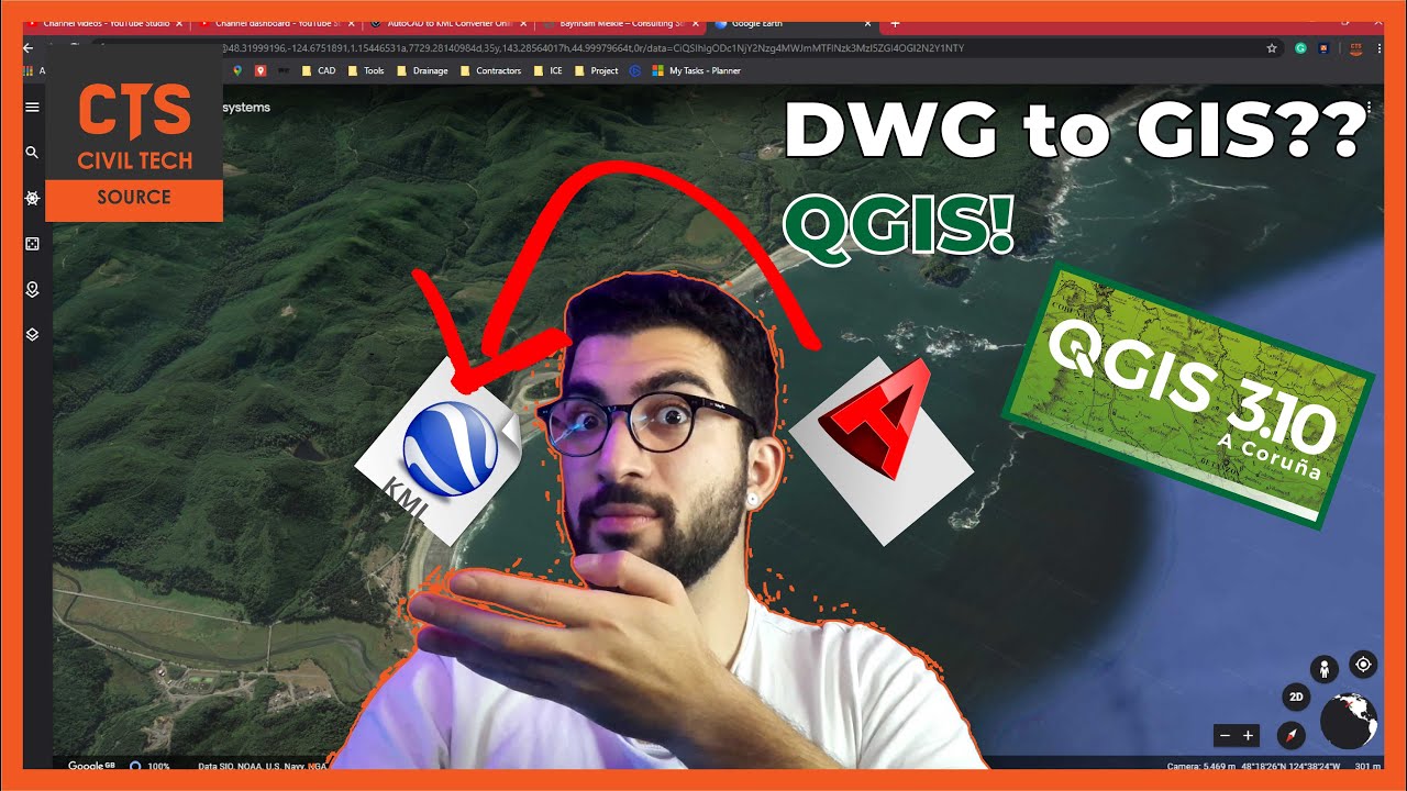 Как конвертировать Dwg в KML или любой другой формат ГИС (QGIS)