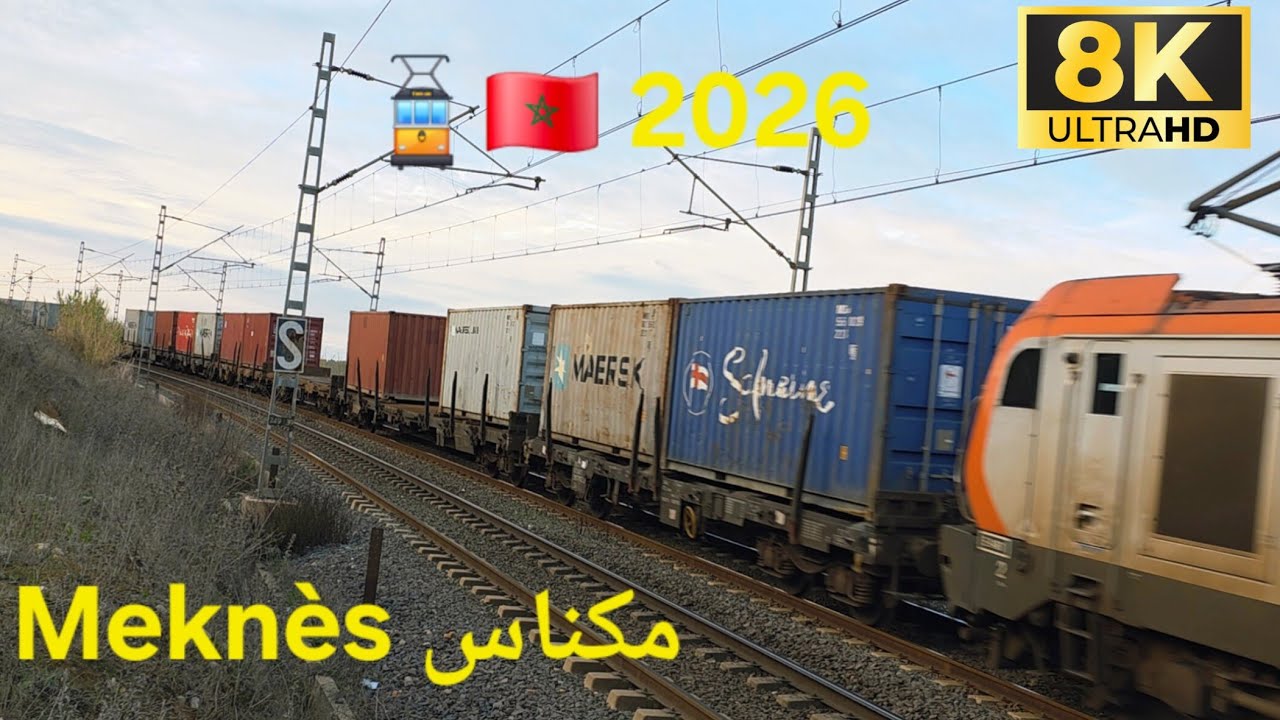 Moroccan Container train departs Meknes city to casablanca city 🚊🇲🇦