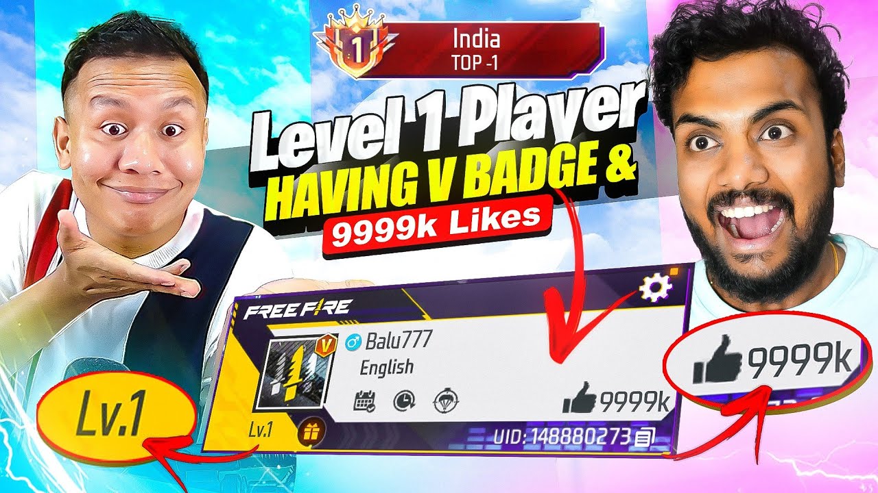 Level 1 Player Having v Badge & 9999k Likes Noob Prank With Random Players 😱 - Garena Free Fire Max 