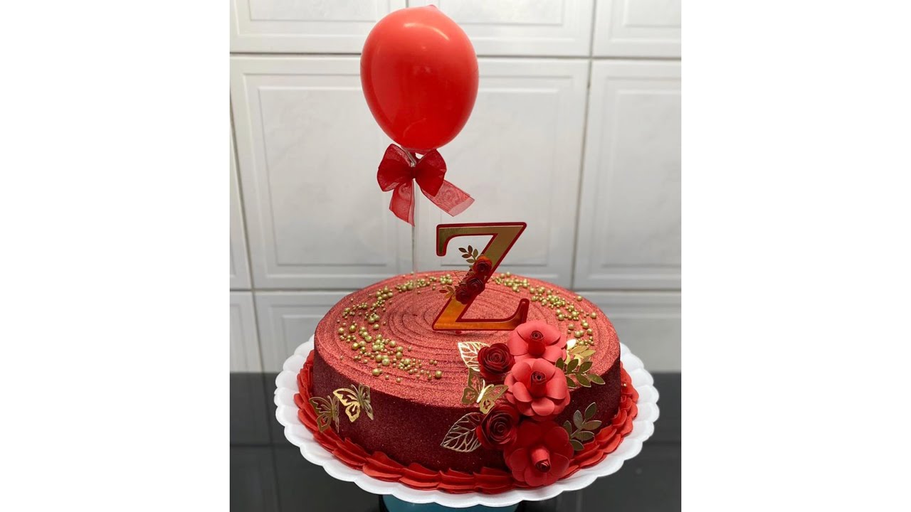 BALLON CAKE COM GLITTER | BOLO TENDÊNCIA