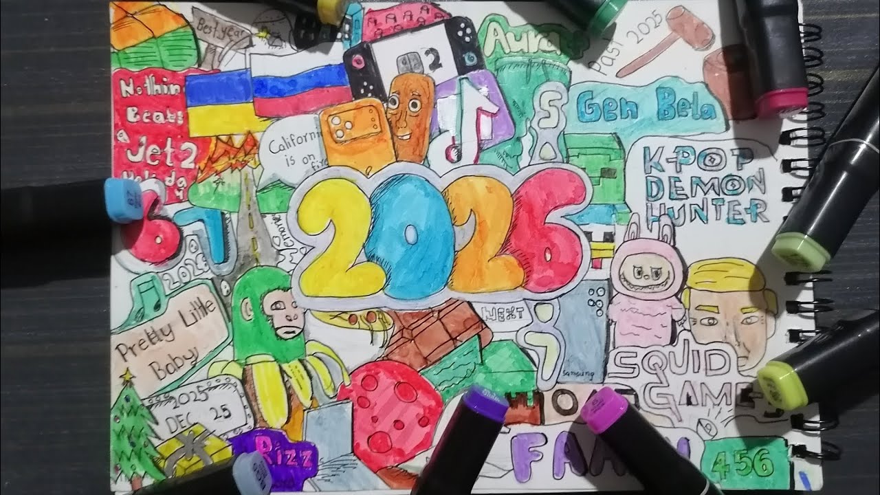 Coloring a New year doodle / Good bye 2025 doodle!