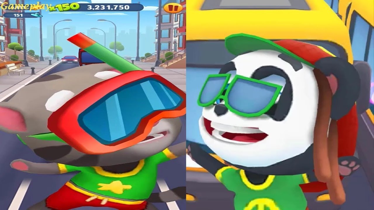 TALKING TOM GOLD RUN SPLASHY TOM VS Panda Panda Run Game Rasta pi Gameplay 2021