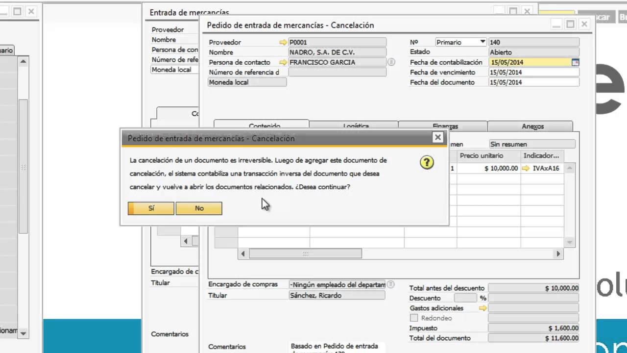 Cancelar documentos en la versión 9 de SAP Business One