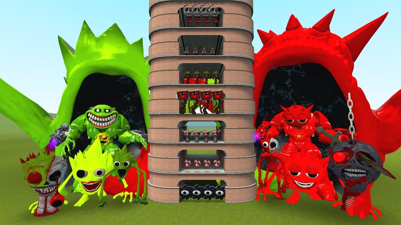 TALLGRASS LITTLE TO BIG ALL SPRUNKI LIME VS ALL SPRUNKI RADDY PHASE 1 - 10 FAMILY in Garry's Mod !!