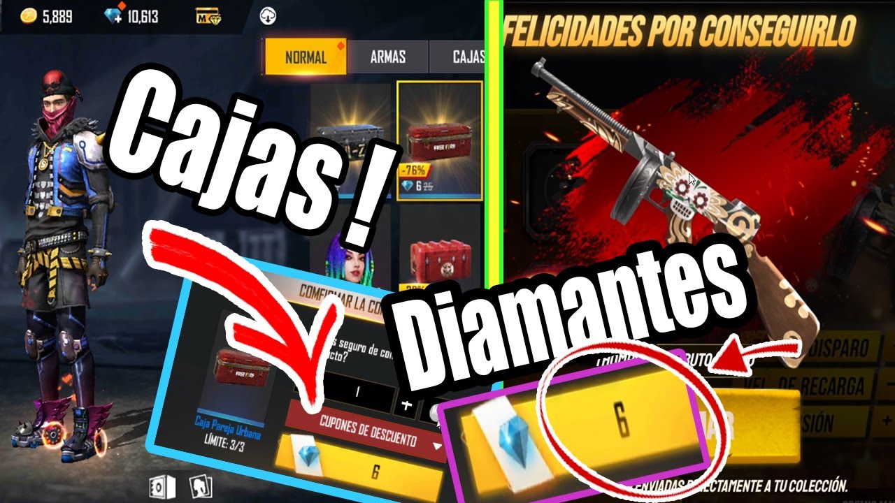 Como Conseguir Cajas 6 Diamantes y Abriendo DDM Dia Muertos Hallowen Token Thompson suerte Free fire
