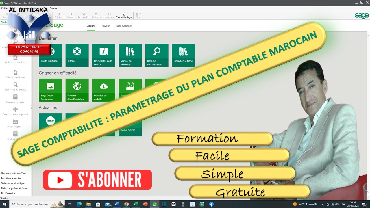 SAGE I7: PARAMETRAGE DU PLAN COMPTABLE MAROCAIN.