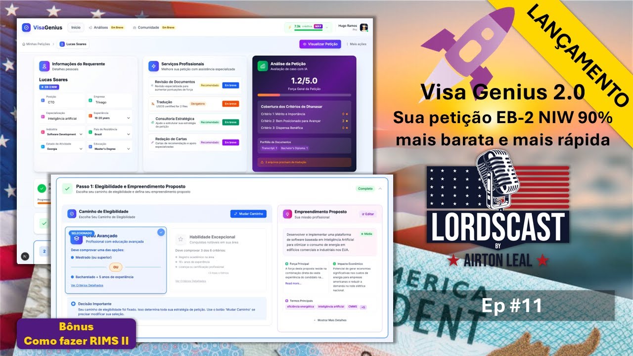 Sua petição EB-2 NIW feita 90% mais rápida e mais barata com o VisaGenius 2.0 - Bônus RIMS II