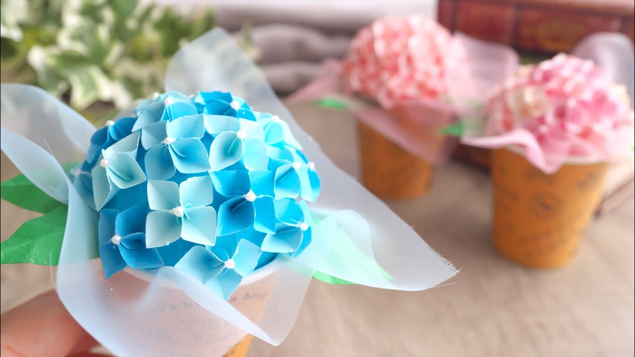 Как сделать гортензию из бумаги - DIY How to Make Paper Hydrangea / Tutoral