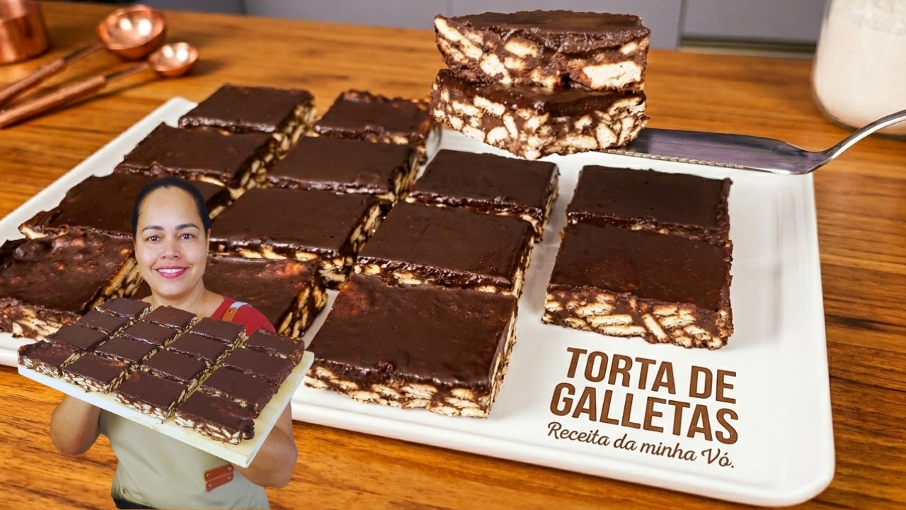 SÓ 3 INGREDIENTES! A TORTA DE GALLETAS MAIS FÁCIL DO MUNDO QUE DERRETE NA BOCA - Priscila Pinho
