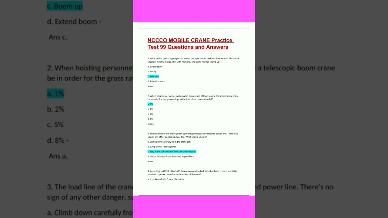 Nccco Mobile Crane Practice Test 99 Questions And Answers  pdf