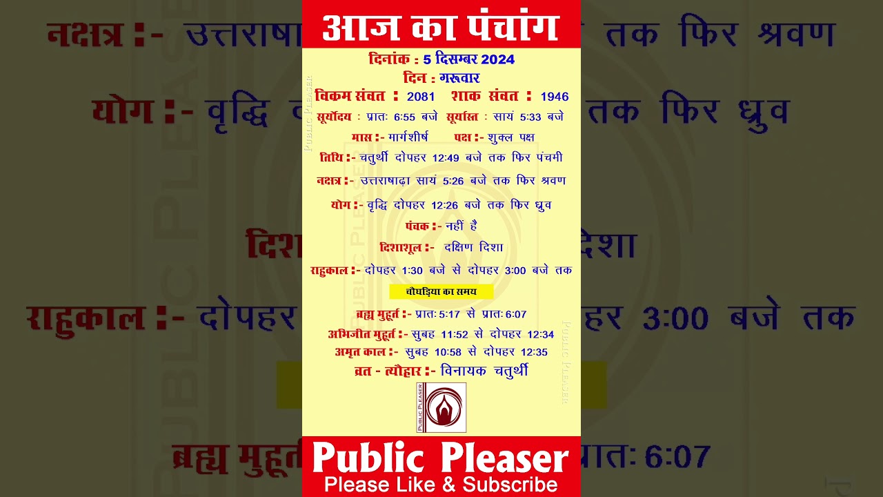 5 December 2024 आज का पंचांग | Aaj Ka Panchang #panchang #today #trending