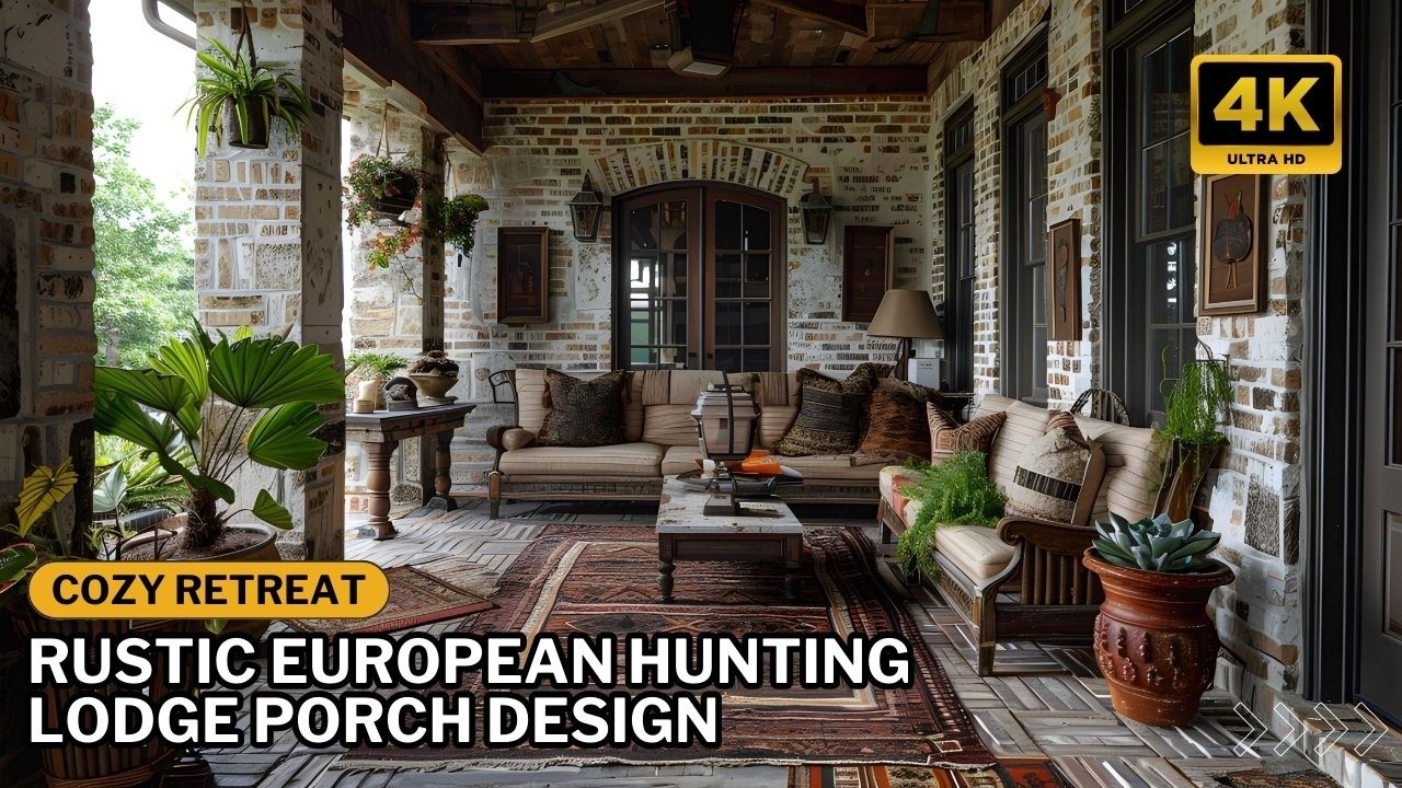 Rustic European Hunting Lodge Porch Design: Creating a Cozy Retreat with Old-World Elegance