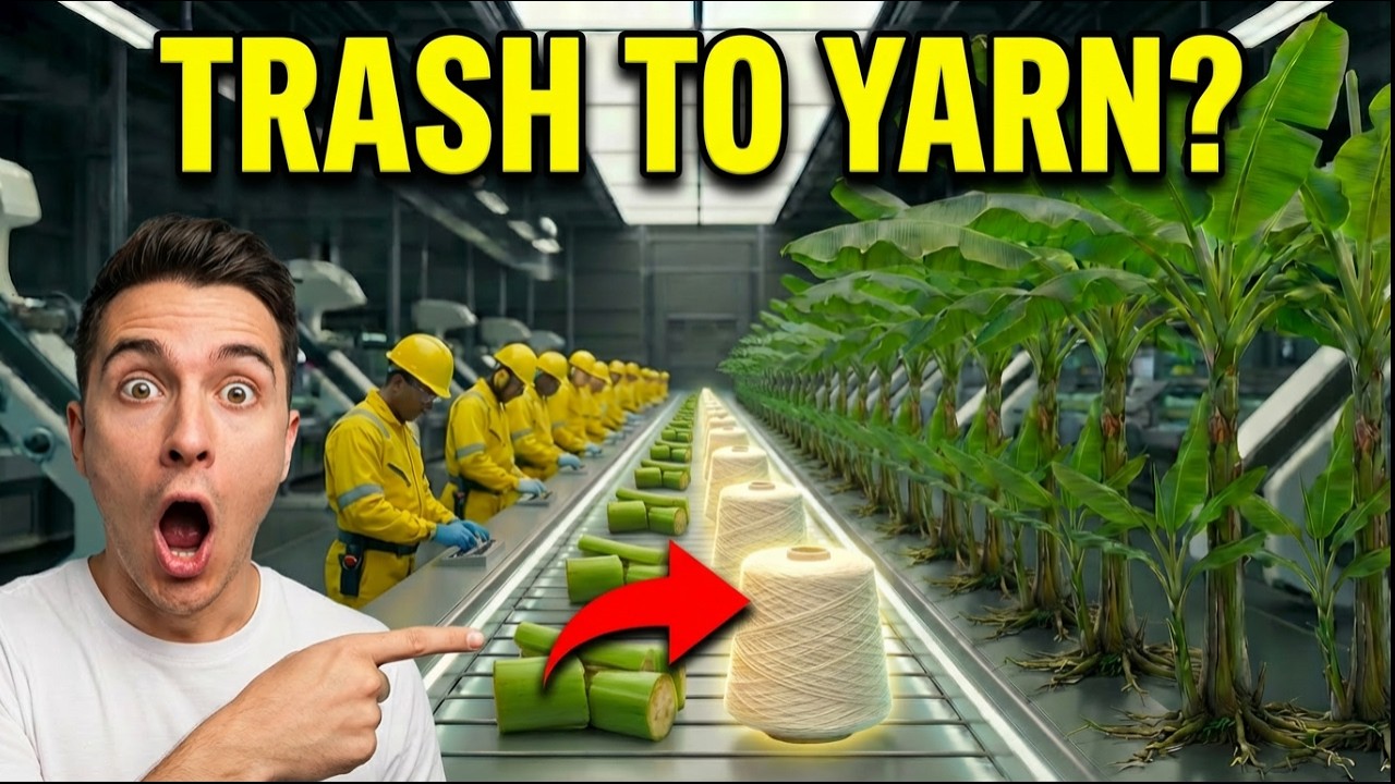Banana Stem to Natural Yarn – Full Factory Process 🌿 Relaxing Silent ASMR | EcoMotion Factory