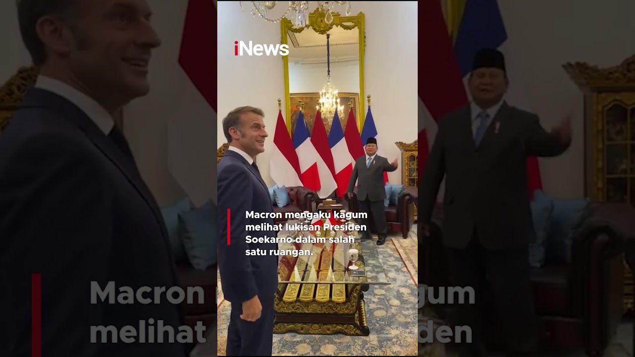 Macron Terkesima Lihat Lukisan Besar Soekarno di Istana