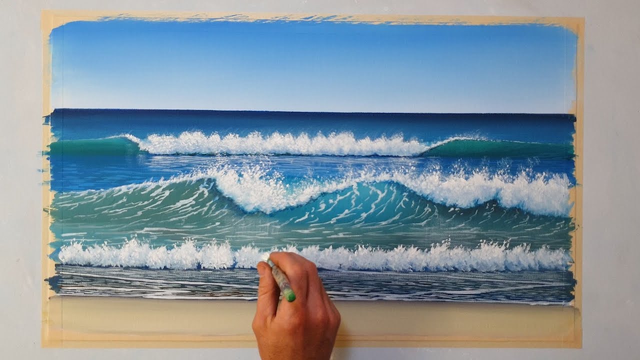 Painting a Beach Wave / Acrylic Painting Time Lapse Demonstration