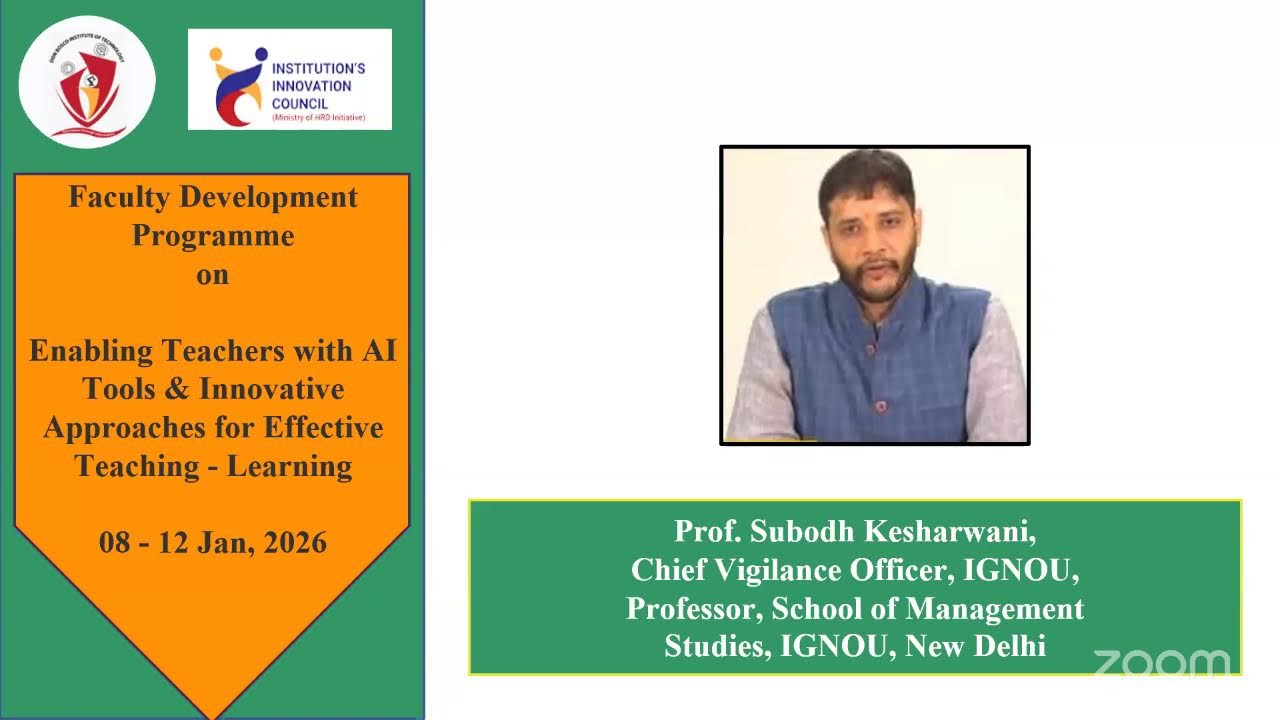 FDP on Enabling Teachers with AI Tools & Innovative Approaches for Effective Teaching–Learning
