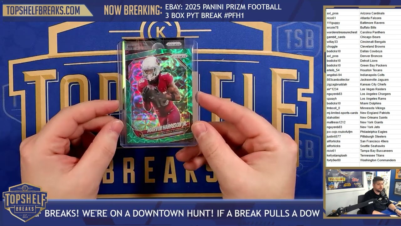 EBAY BREAK: 2025 Panini Prizm Football 3 Hobby Box PYT Break #PFH1 | Top Shelf Breaks | 2/2/26