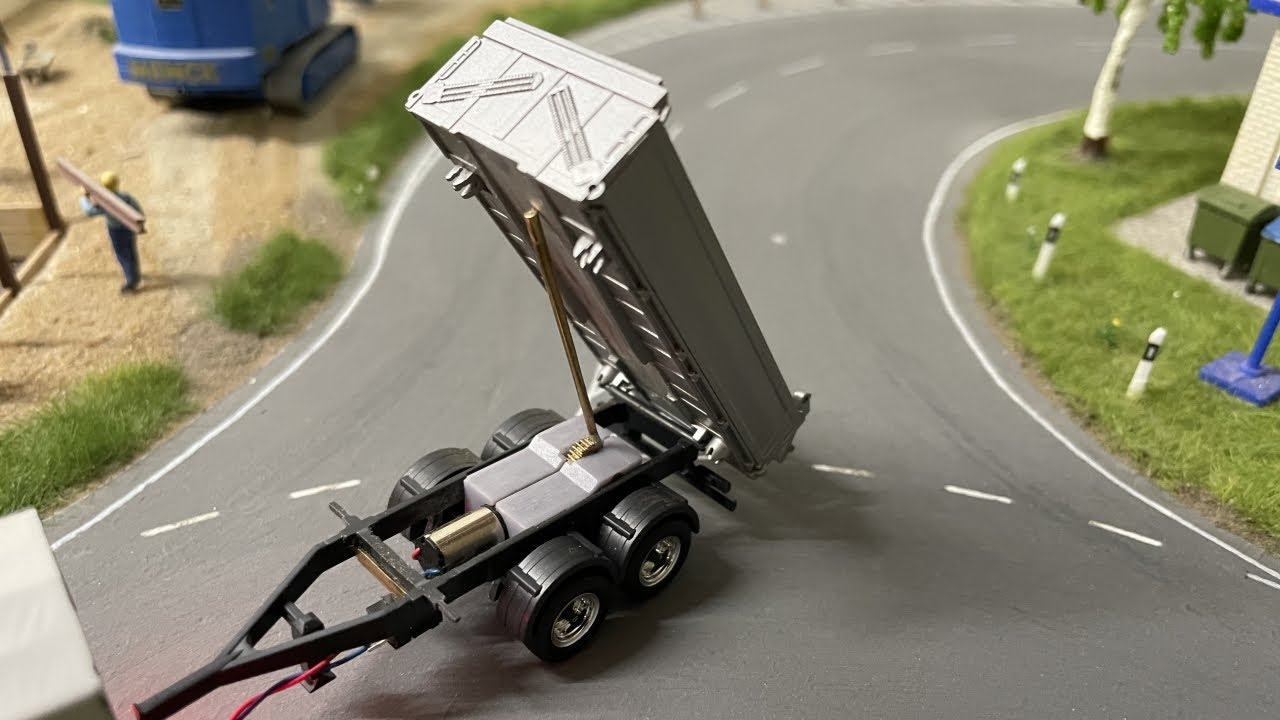 Herpa Tandem Baukipper Anhänger Meiller mit RC Kippantrieb 1:87