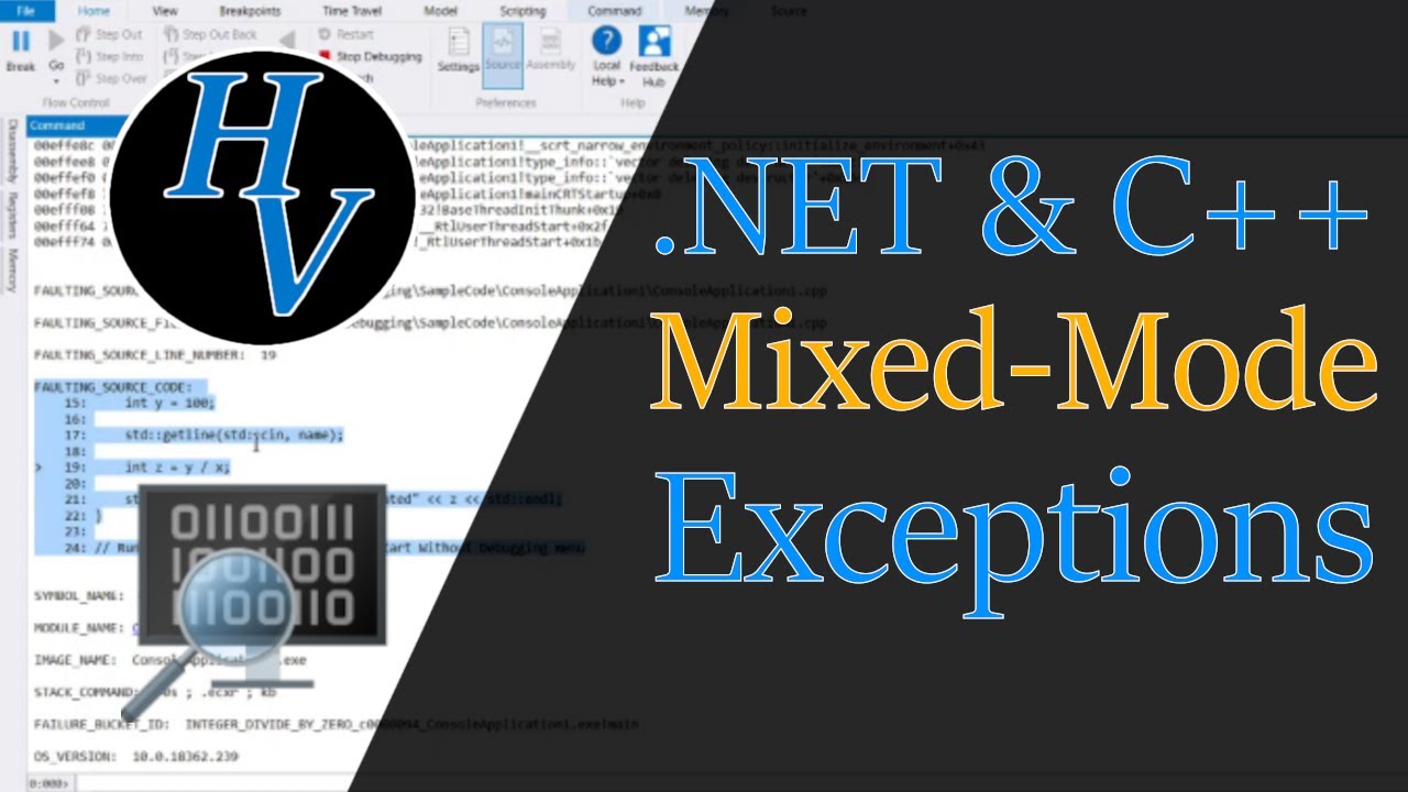 .NET and C++ mixed mode exception debugging using WinDBG. View .NET and native exceptions.