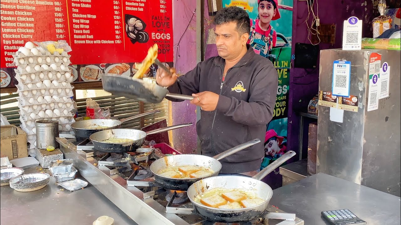 Superfast Omlet Making | Man Making 5 French Toast at Once | Indian Street Food