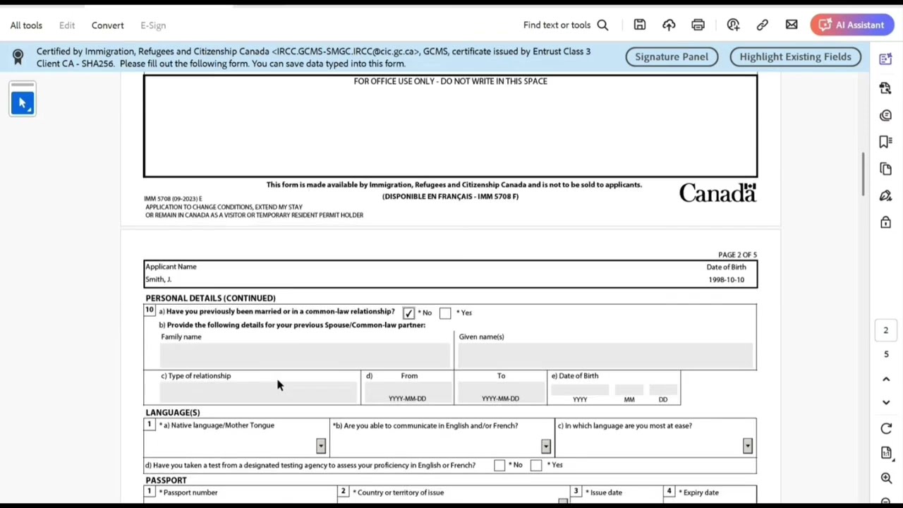How To Fill Imm 5708 Application To Change Conditions Extend Stay Or Remain in Canada As Visitor