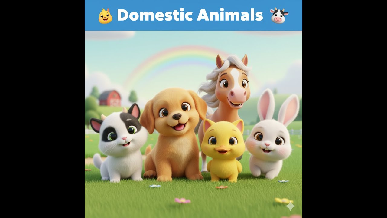 15 Domestic Animals Names 🐶🐄 | Learn Farm Animals Names
