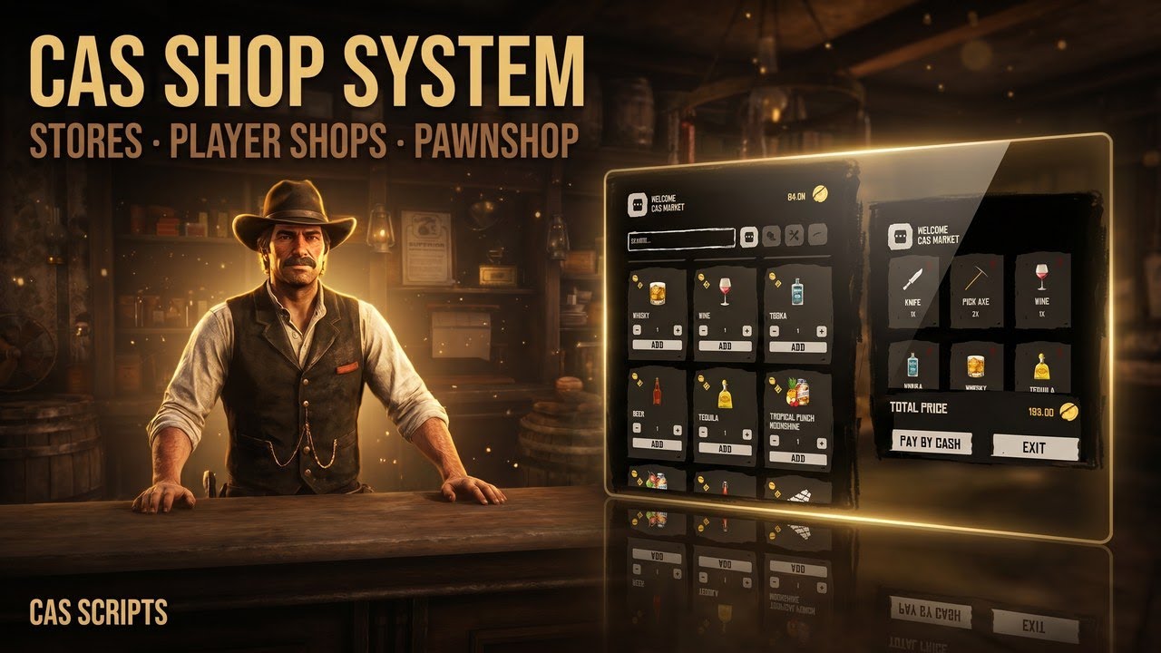 RedM Market | RedM Shops script (Weapons, items, foods, tools)