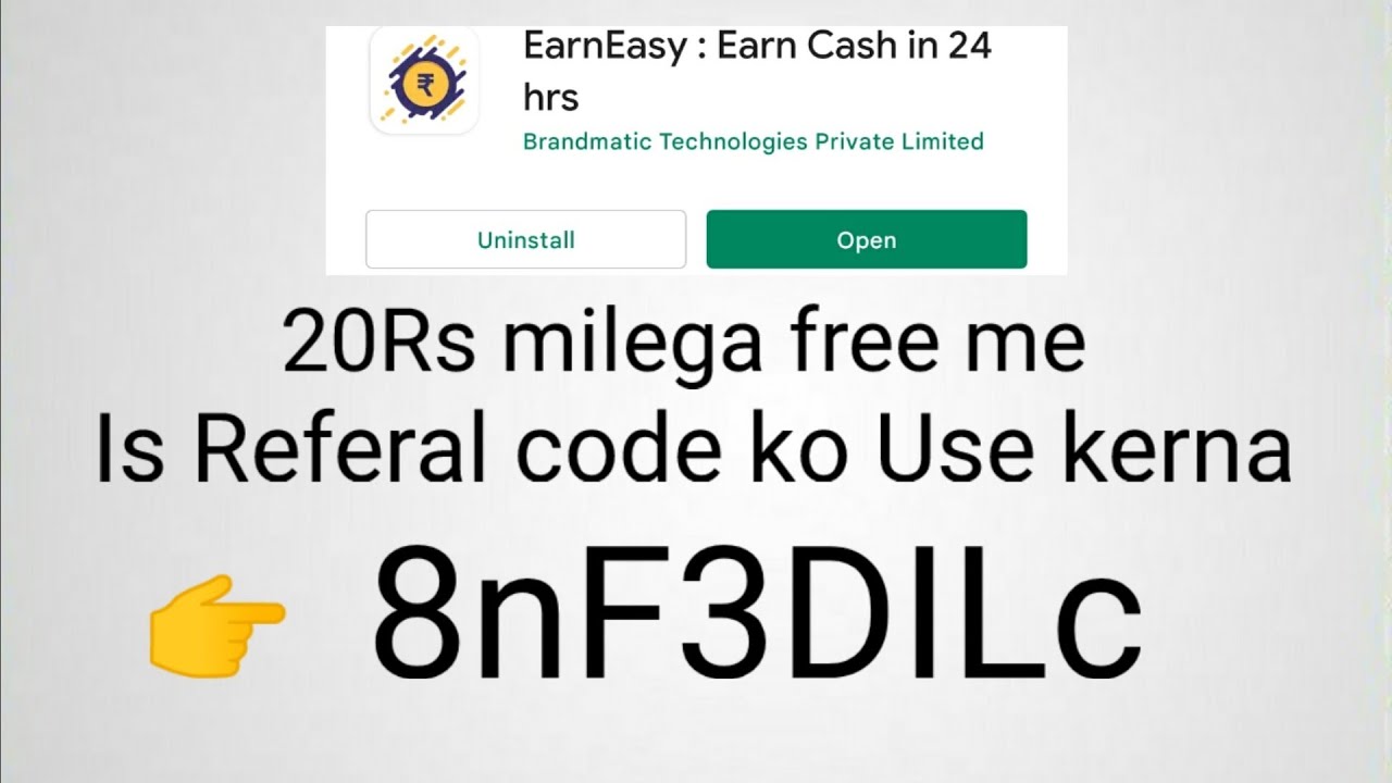 New Earning App || EarnEasy Earning App || EarnEasy Referal Code 👉 8nF3DILc
